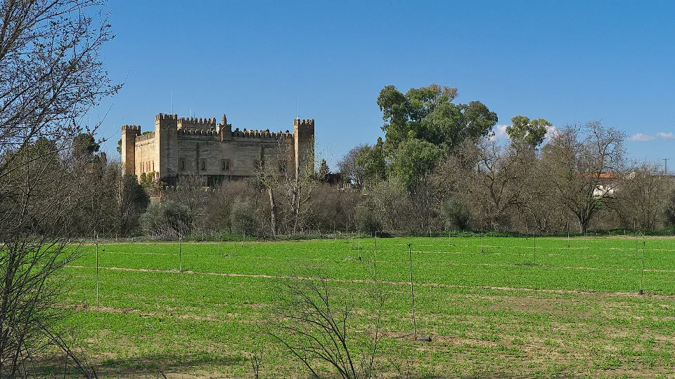 14th-century Mudéjar castle of Malpica de Tajo above the Tagus river, Spain